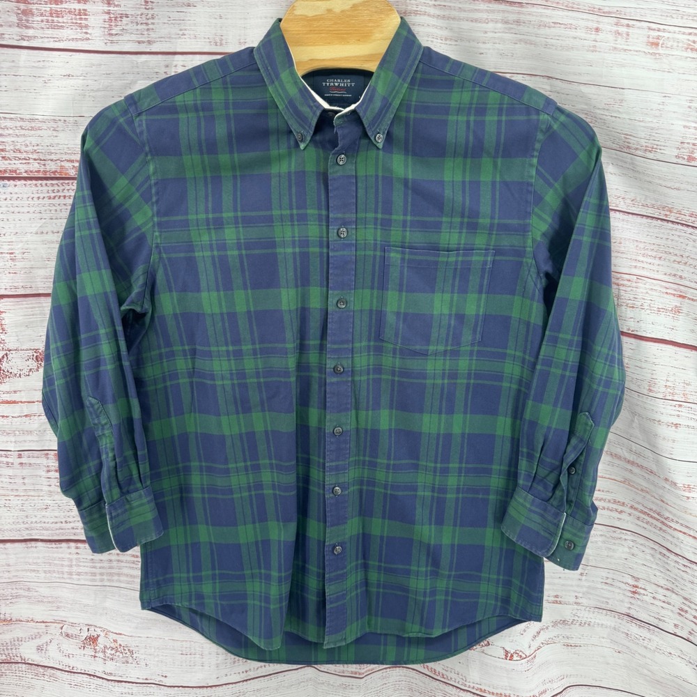 Charles Tyrwhitt Shirt Mens Large Classic Fit Weekend Plaid Button Down Casual